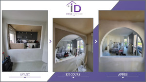 Photo de galerie - Modification d'une ouverture murale et réalisation d'une arche.