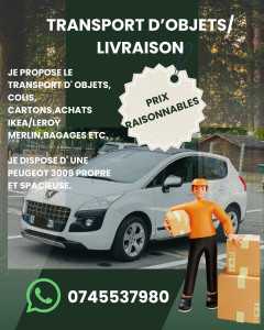 Photo de galerie - JE PROPOSE LE TRANSPORT D'OBJETS, COLIS, CARTONS, ACHATS IKEA/LEROY MERLIN, BAGAGES ETC. JE DISPOSE D'UNE PEUGEOT 3008 PROPRE ET SPACIEUSE.