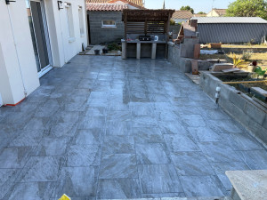 Photo de galerie - Voici la réalisation du carrelage que on n’as posé pour une terrasse 