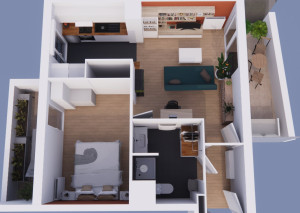 Photo de galerie - Réalisation d'une 3D d'un appartement à Clichy pour aider un client à se projeter dans son futur bien.
