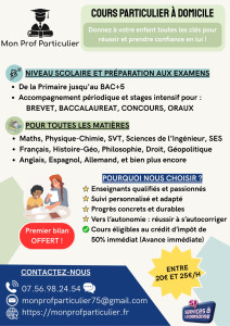 Photo de galerie - Nous vous proposons des cours particuliers à domicile pour vos enfants, du plus jeune âge, jusqu’aux études supérieures et ceux dans toutes les matières. N’hésitez pas à nous contacter dès maintenant pour la mise en place d’accompagnement pertinent !