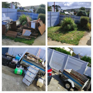 Photo de galerie - Débarras de l'extérieur d'une maison avant et après. 