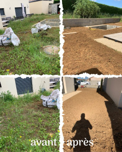 Photo de galerie - Retrait de mauvaise herbes et bêchage d’un jardin de 250 m2 