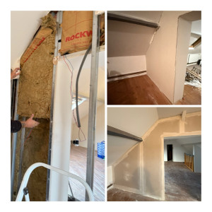 Photo de galerie - Voici ce client qui a voulu passer d’une porte et une plus grande entrée et qui a décidé de refaire toute sa cloison de devant !