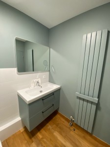 Photo de galerie - Rénovation salle d’eau: plafonds, murs, radiateur