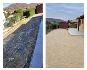Photo de galerie - Réalisation d'une allée maison en chateaubourg finition compacter 