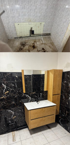 Photo de galerie - Rénovation salle de bain: Pose dalle PVC + installation générale de la salle de bain 