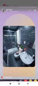 Photo de galerie - Pose de lavabo et de toilette, barre de douche , robinet, peinture plafond 