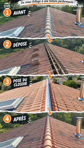 Photo de galerie - Changement d’un faîtage maçonné en faîtage ventilé 