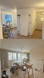 Photo de galerie - Travaux de peinture en enduit poser du Placot et poser du sol