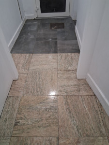 Photo de galerie - Reprise carreaux marbre + pose carrelage grès cérame- après 