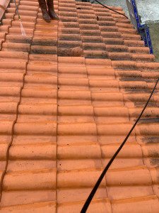 Photo de galerie - Réalisation d’un lavage + hydrofuge de toiture