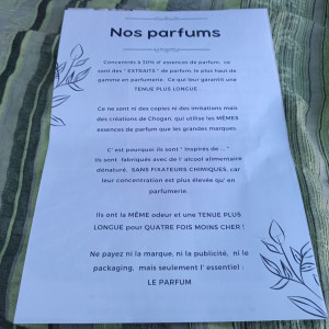 Photo de galerie - VDI chez Chogan, je propose des extraits de parfums haut de gamme .