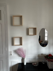 Photo de galerie - Pose de miroir et étagères au mur 