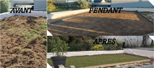 Photo de galerie - Préparation de la terre et semi de gazon. Plantation de bordures le long des murs