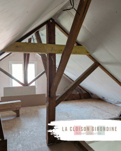 Photo de galerie - Pose de placo sous rampant pour aménagement de comble