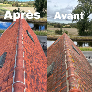 Photo de galerie - Rénovation toiture  nettoyage de toutes la toiture suivi d’un vernis hydrofuge 