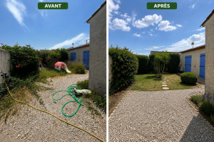 Photo de galerie - Photo avant / après d'un jardin.