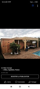 Photo de galerie - Réalisation d'un carport en bois avec un local technique de piscine en bois .