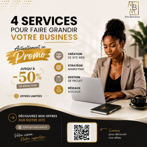 Photo de galerie - Image promo création site web, animation réseaux sociaux et stratégie de communication.