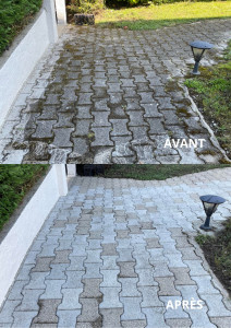 Photo de galerie - Nettoyage pavés haute pression