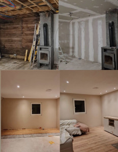 Photo de galerie - PLÂTRERIE – FINITIONS INTÉRIEURES  ✔ Cloisons & plafonds sur mesure   ✔ Enduits et lissage parfait   ✔ Préparation avant peinture    Un intérieur propre, moderne et prêt à vivre !  ? Devis gratuit – Travail soigné