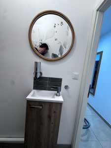 Photo de galerie - Pose port savon/miroir/porte serviette 