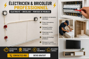 Photo de galerie - BRICOLAGE & ÉLECTRICITÉ À DOMICILE 
 Installation électrique
 Montage meubles IKEA et autres
 Réparation et dépannage
 Travail propre et sérieux
Contactez-moi dès maintenant 