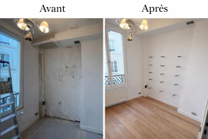 Photo de galerie - Avant et Après : Découvrez la transformation complète de cette pièce. De murs abîmés à un espace épuré, chaque détail a été repensé pour un rendu moderne et lumineux.