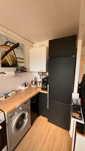 Photo de galerie - Rénovation Total d’une cuisine , Pose d’un covering changement plan travail et finition 