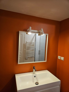 Photo de galerie - Pose d'un miroir avec luminaires 