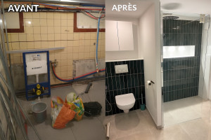 Photo de galerie - Rénovation, création d’une salle de bain complète avec douche à l’italienne