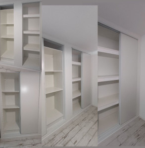 Photo de galerie - Creation d'un espace de rangement en placo sur mesure, avec des portes coulissantes  pour  la cuisine. 