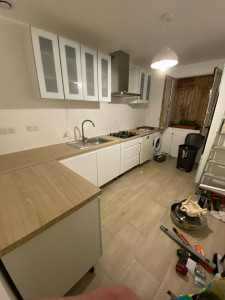 Photo de galerie - Rénovation d’une cuisine, plomberie, carrelage, placo, montage des meubles