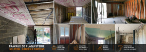 Photo de galerie - Pose de rails, isolation et membrane, platrerie chantier wasquehal