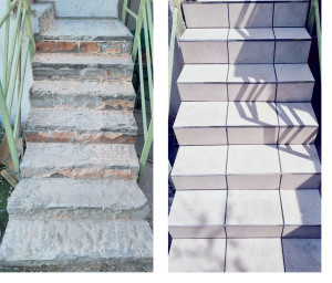 Photo de galerie - Rénovation des marches d'escalier (avant et après)