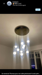 Photo de galerie - J’ai changé le lustre d’une de mes clientes. il fallait vraiment faire attention car ce lustre était très fragile et très lourd ! Le résultat es juste magnifique ? 