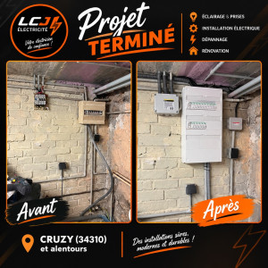 Photo de galerie - Rénovation complète du tableau électrique Remplacement de l’ancien tableau par une installation neuve, propre et organisée, avec protections adaptées et mise en sécurité de l’installation. 