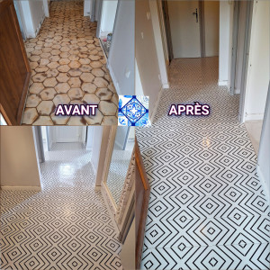 Photo de galerie - Pose de carreaux 10x10 avec motifs 