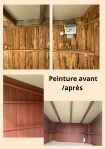 Photo de galerie - Peinture - Tapisserie d’une cabane en bois