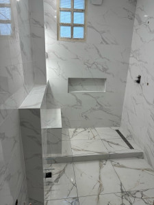 Photo de galerie - Pause, carrelage, création douche italienne, pose faïence
