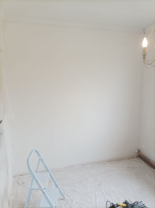 Photo de galerie - Ratissage en 3 couches d'enduit.
peinture Blanc mat en 2 couches.