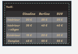 Photo de galerie - Tarifs 