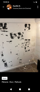 Photo de galerie - Arrachage du papier existant , ratissage complet , ponçage et mise en peinture blanc satin