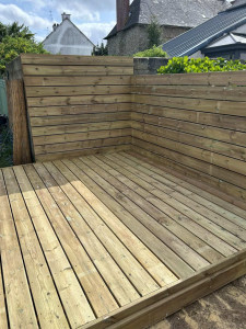 Photo de galerie - Réalisation bardage bois + terrasse 