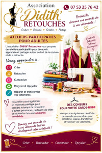 Photo de galerie -  J’exerce la profession de retoucheuse  en couture, effectuer des retouches, des réparations et des modifications de vêtements.  
Apprendre • Créer • Retoucher • Customiser • Upcycling. Je propose également des cours et ateliers de couture
