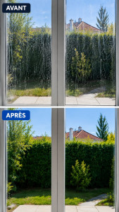 Photo de galerie - Nettoyage de vitres, baies vitrées et encadrements pour un rendu sans traces. Travail minutieux avec des produits professionnels pour une transparence parfaite.