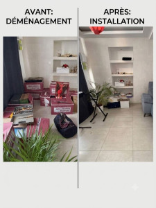 Photo de galerie - Voici une de mes prestations : aide au déménagement et à l'aménagement dans la nouvelle maison de la personne que j'ai aidée. Ici, une partie de l'avant/après.