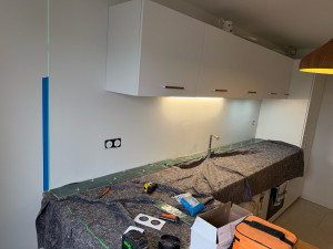 Photo de galerie - Pose de faïence, cuisine, imitation carreaux de métro