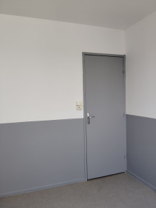 Photo de galerie - Peinture murale et boiserie plus création d'un sous bassement en gris 